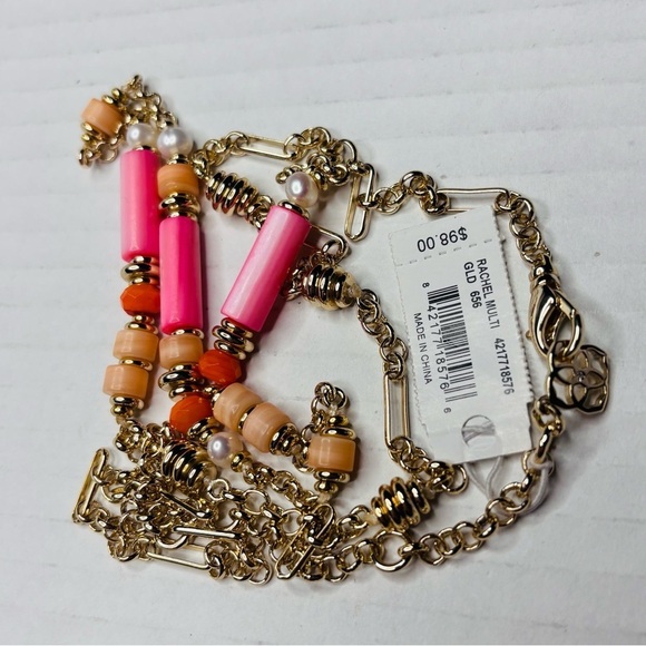 New KENDRA SCOTT Rachel Gold Pink Multi Strand Necklace - Picture 6 of 7
